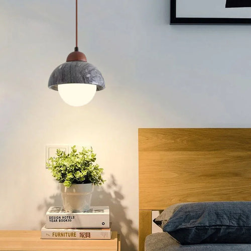 lampe suspendue moderne en pierre naturelle et bois pour bar