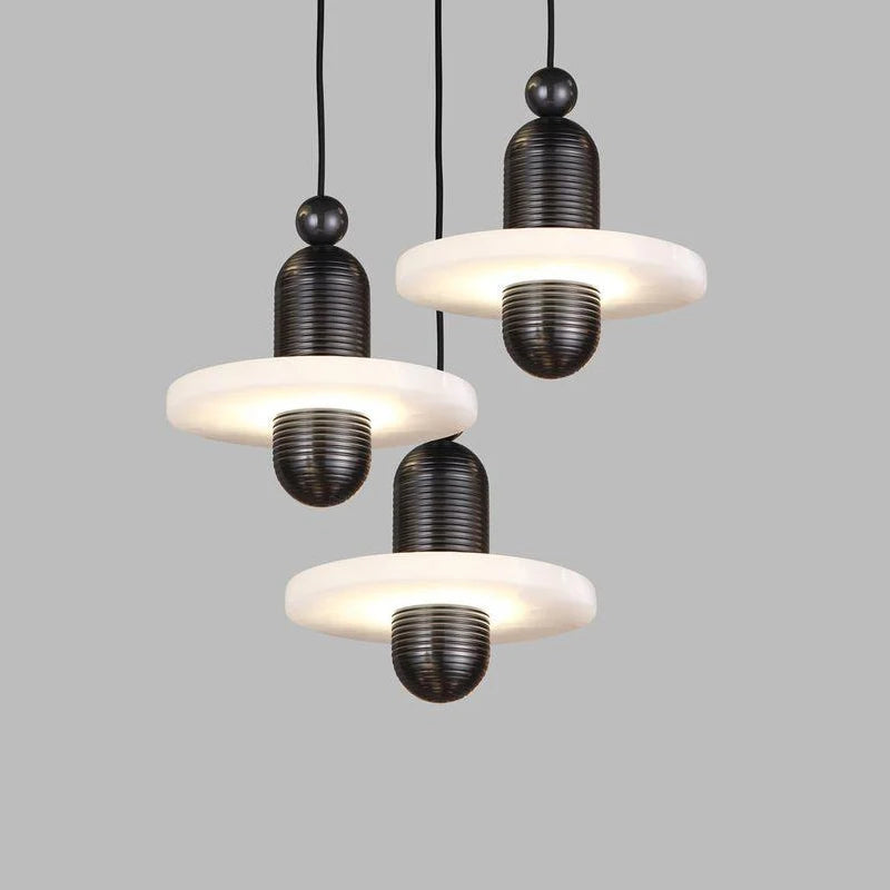 suspension en marbre naturel avec cordon réglable en aluminium - vue 4 sur 14