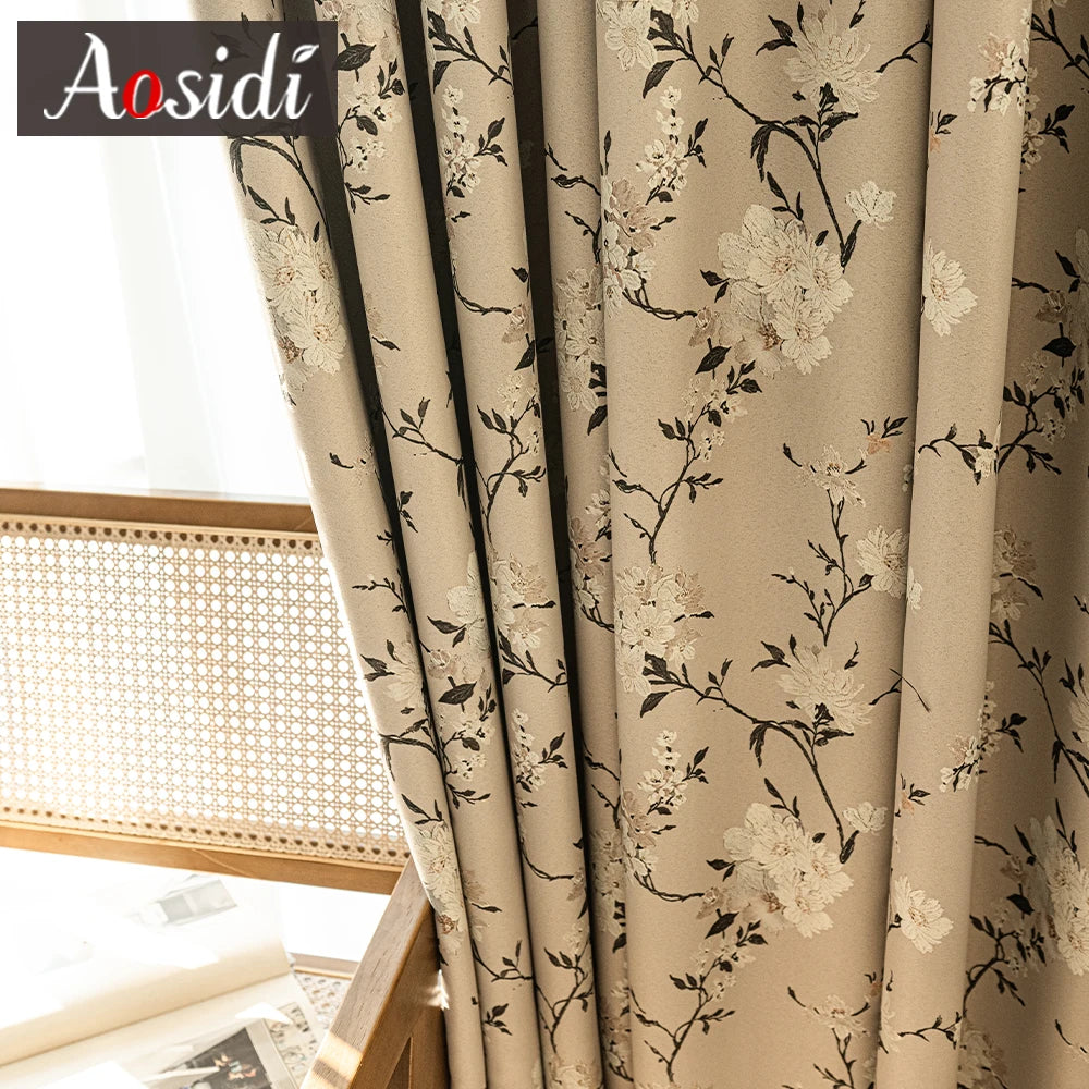 Rideau occultant motif floral moderne pour chambre salon - vue 4 sur 7