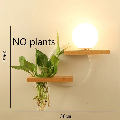 applique murale led en bois avec pot de plante nordique - vue 9 sur 23