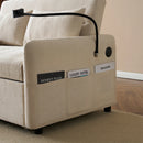 Modern double folding sofa bed, multi-functional with adjustable backrest, cell phone holder & USB charging station