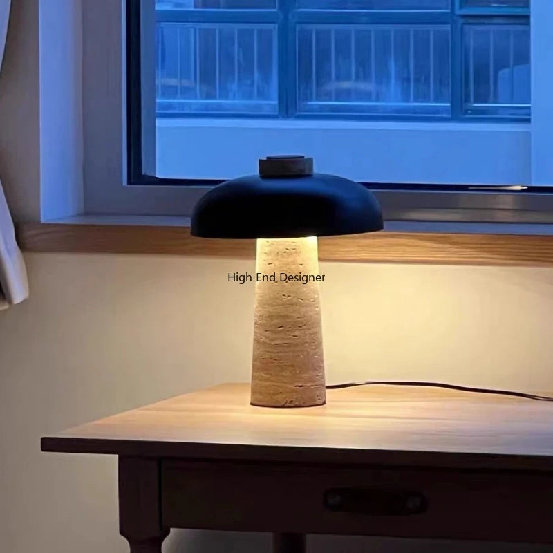 lampe à poser champignon en pierre naturelle design scandinave