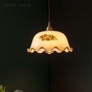 suspension vintage en verre fleur led pour intérieur