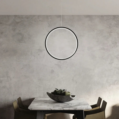 Minimalist circular pendant chandelier for modern interiors - vue 3 sur 18
