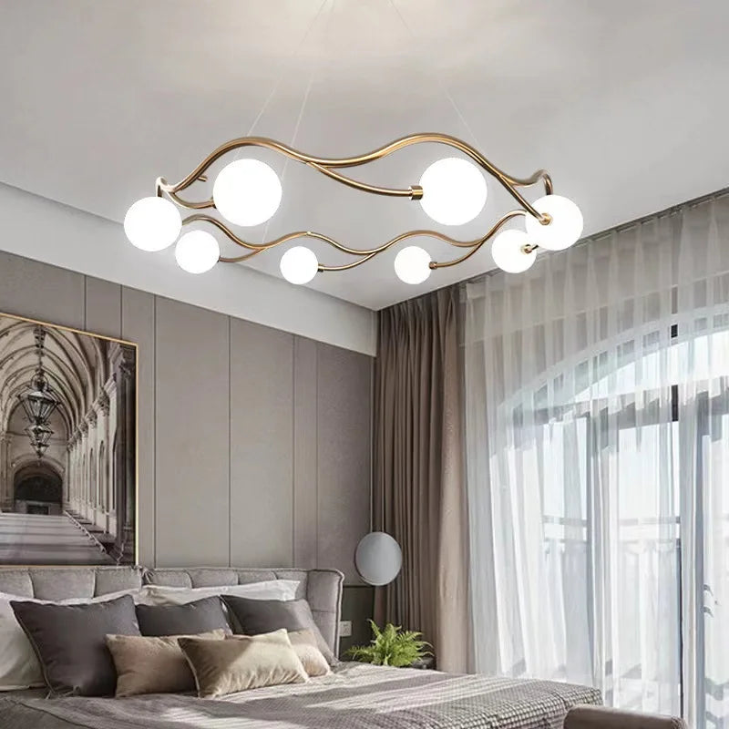 Luxe Or LED Lustre Maison Enfants Salon Salle à manger Chambre Restaurant Suspension Intérieur Lampes Décoratives - vue 5 sur 8