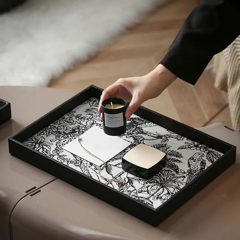 plateau décoratif rétro en cuir pour rangement et présentation - vue 4 sur 8