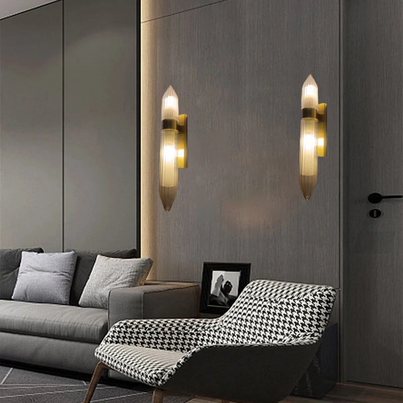 applique murale en verre transparent style art déco métal doré - vue 4 sur 7