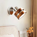 applique murale punk antique en bois massif avec lumières LED rotatives