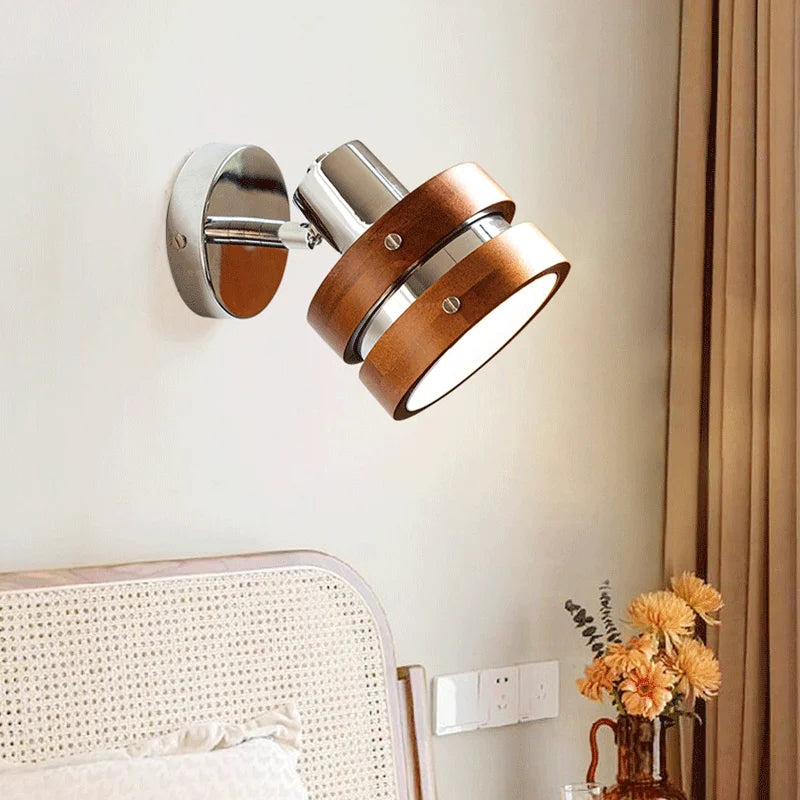 applique murale punk antique en bois massif avec lumières LED rotatives - vue 3 sur 8