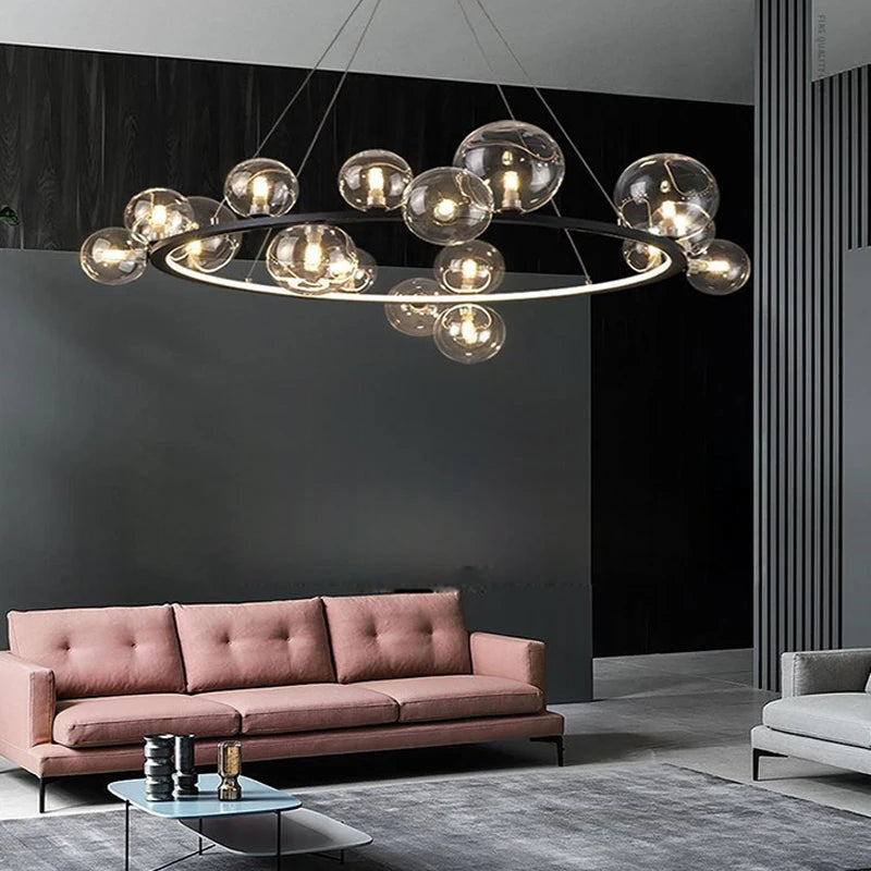 lustre en verre design moderne avec bulles pour intérieur élégant - vue 6 sur 18