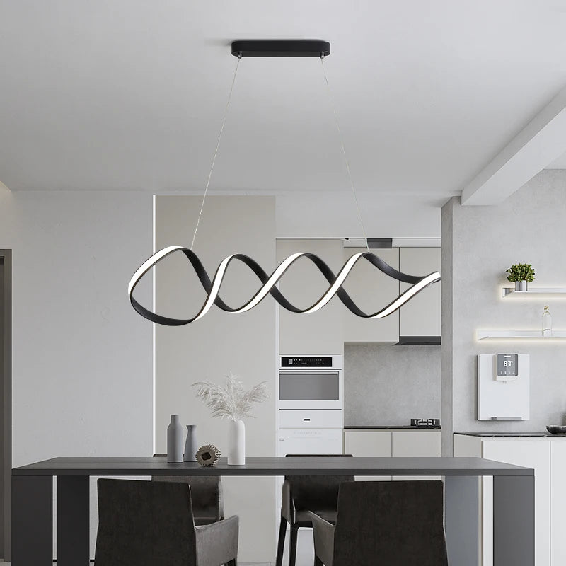 lustre nordique à led moderne atmosphérique et torsadé - vue 6 sur 14