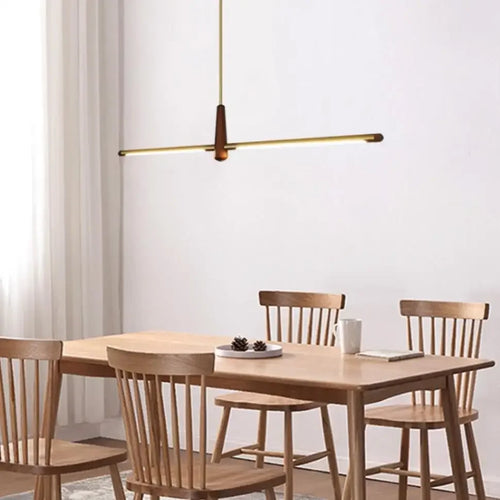 Modern minimalist wood LED chandelier for living room, bar, café and restaurant home decor - vue 7 sur 7