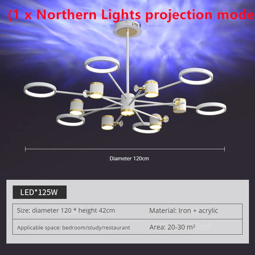 lustre led d'aurores boréales en cristal luxueux suspendu au plafond - vue 8 sur 16