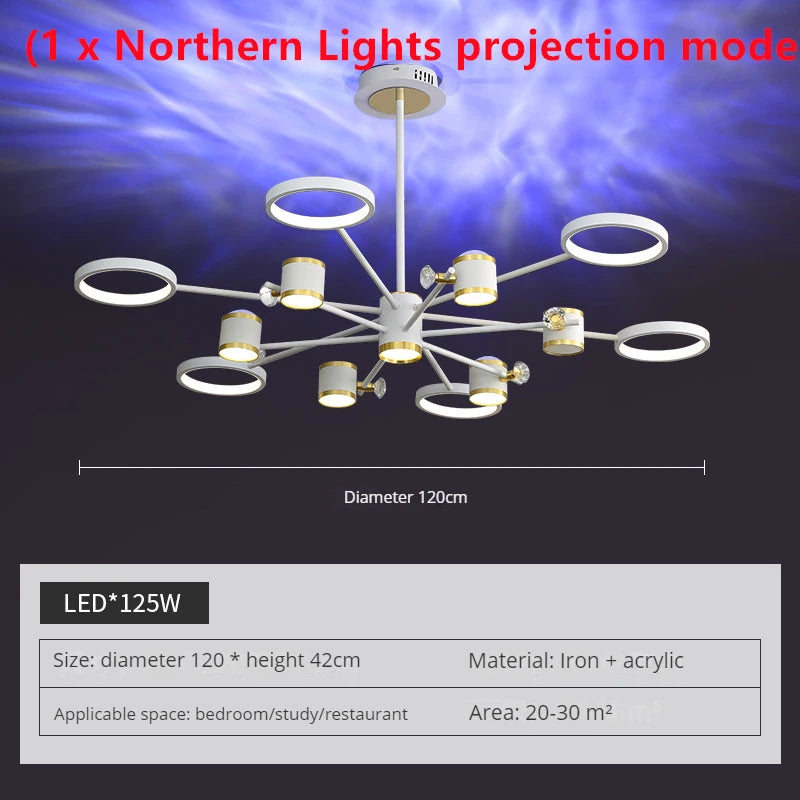 lustre led d'aurores boréales en cristal luxueux suspendu au plafond - vue 8 sur 16