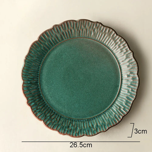 Assiettes plates céramique relief rétro restaurant élégantes