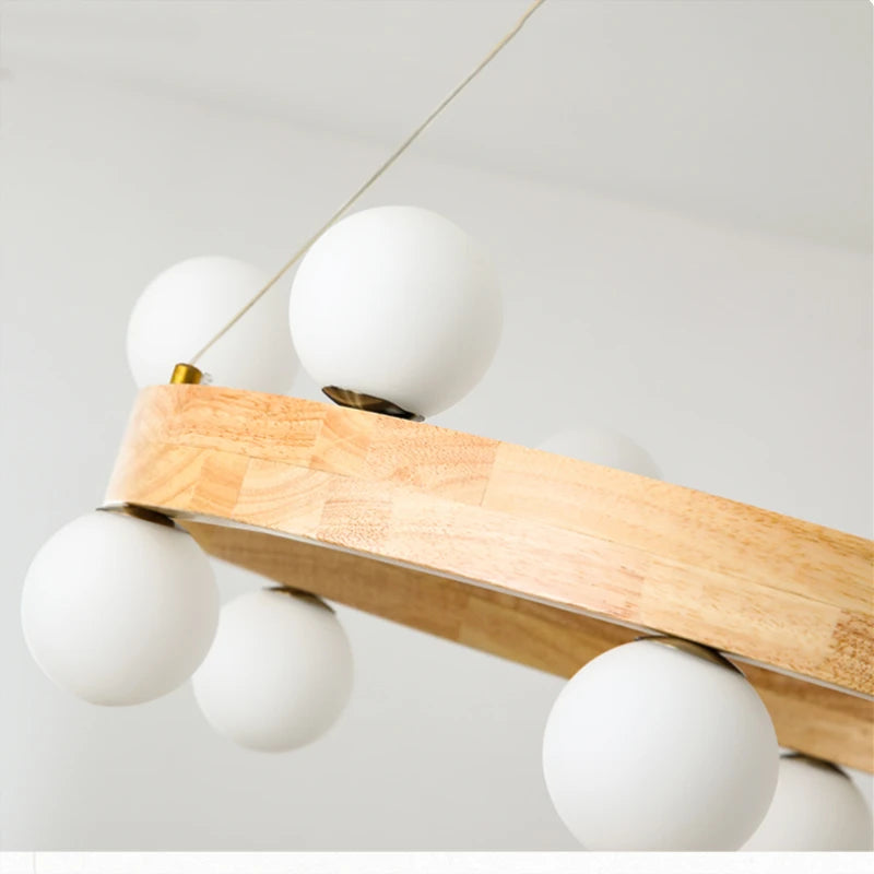 lustre nordique en bois rond créatif japonais - vue 6 sur 13
