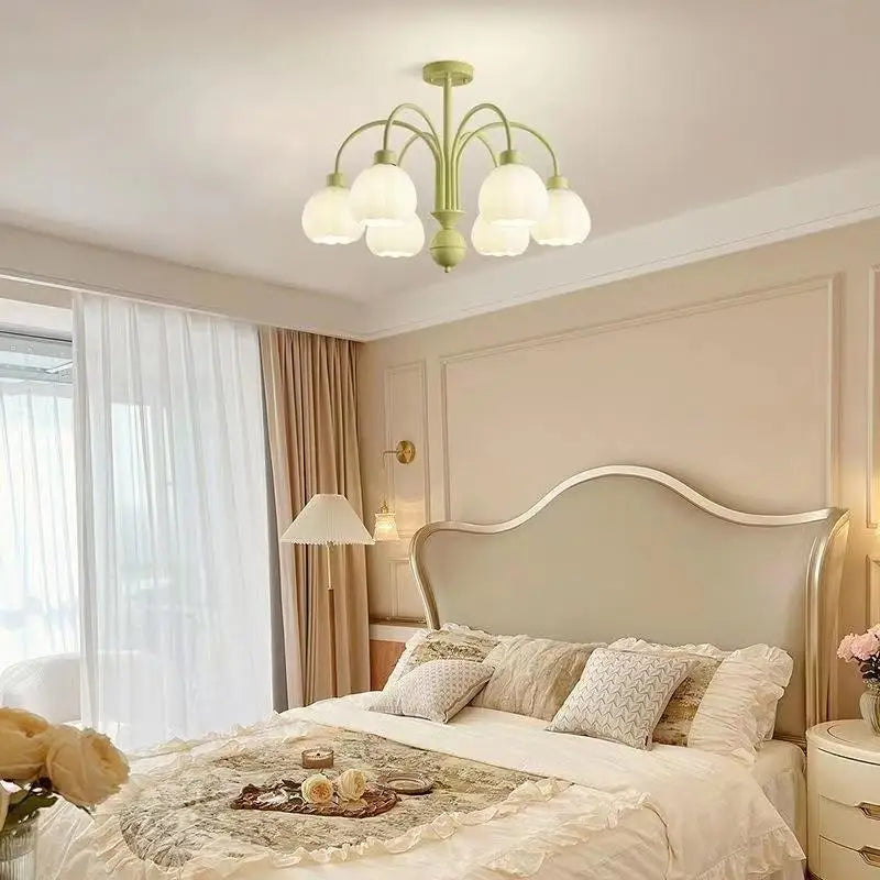 lustre verre lait blanc led chambre intérieure vert