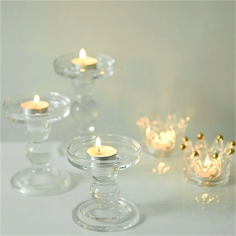 Glass Candle Holders Dia 8cm Cylinder Vases for Pillar Candle, Holders or Flower Vase Wedding Decoration Candlelight Dinner - vue 5 sur 10
