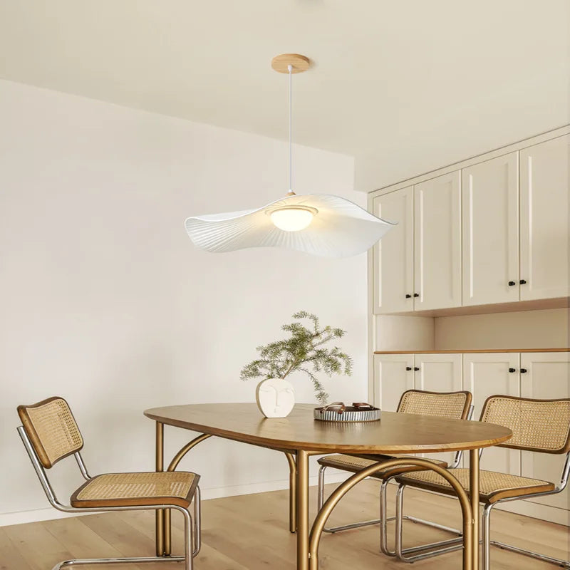 lustre moderne en bois et tissu pour décoration intérieure nordique - vue 5 sur 14