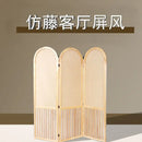 French rattan woven screen, solid wood, foldable, movable fireplace, covering living room decoration, simple home entry