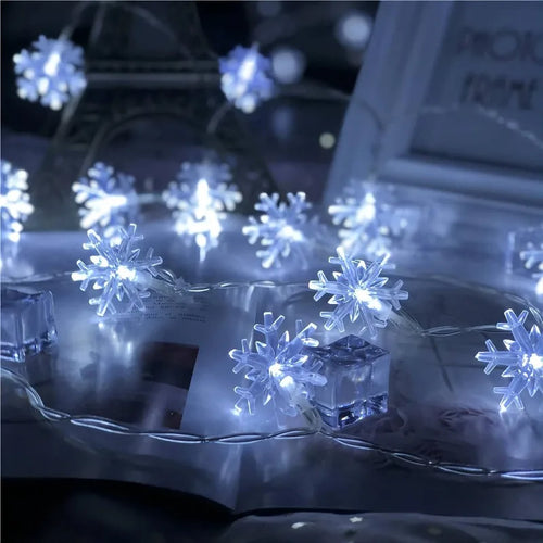 guirlande lumineuse de noël à led flocons de neige décorations festives