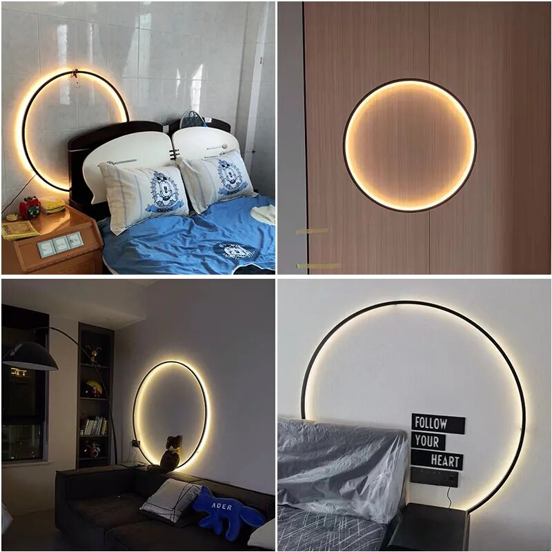 applique murale led lumières intérieur cercle fond décoration - vue 6 sur 23