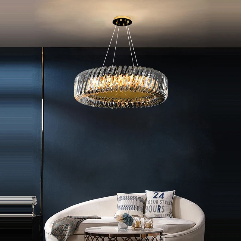 plafonnier led rond artistique à intensité variable en cristal - vue 5 sur 16