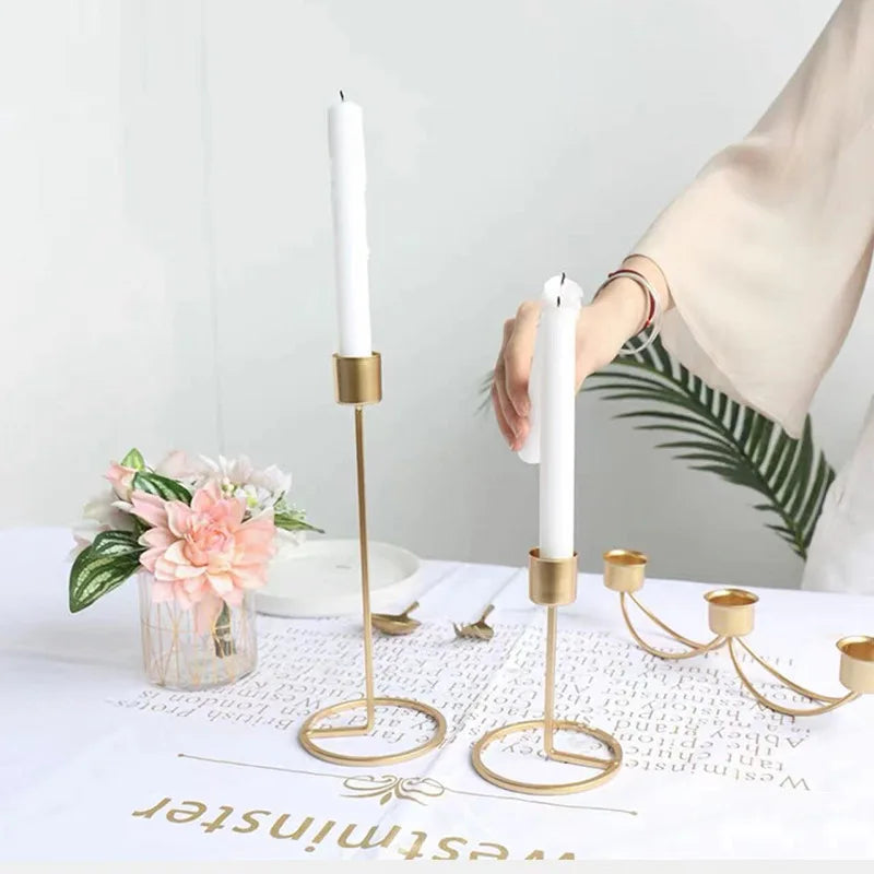 bougeoir en métal créatif pour décoration romantique de mariage - vue 4 sur 14