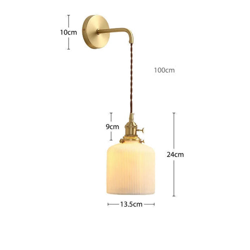 Applique murale dorée moderne céramique fil ajustable LED - vue 12 sur 23
