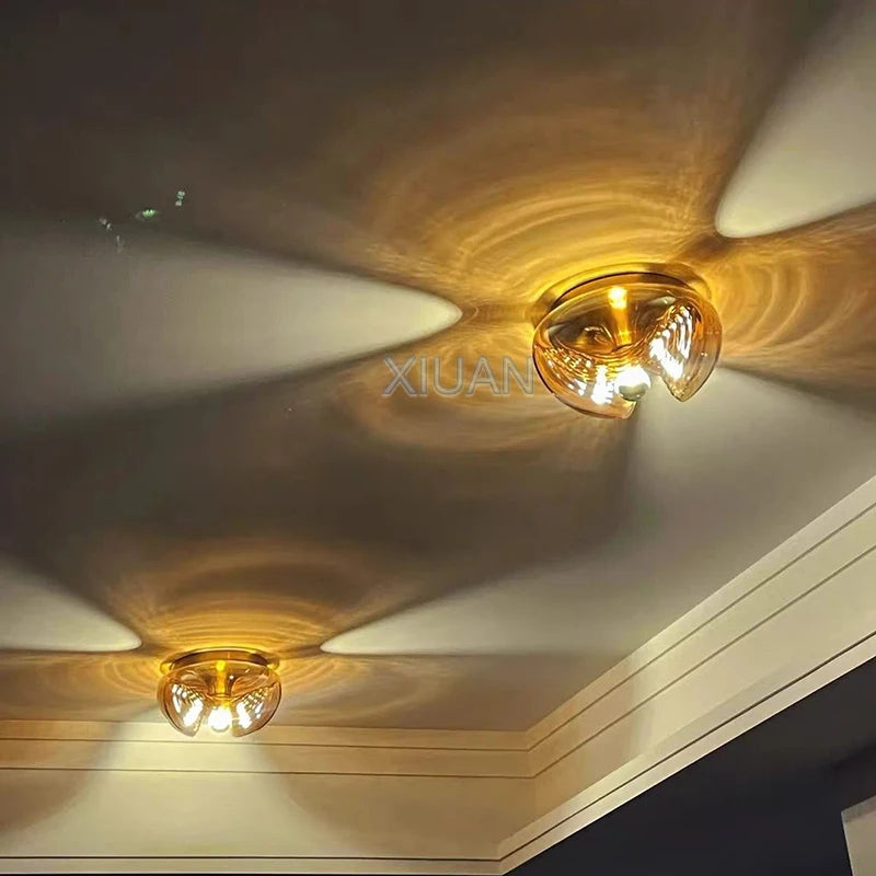 plafonnier bauhaus en verre avec ondulation led moderne - vue 4 sur 12