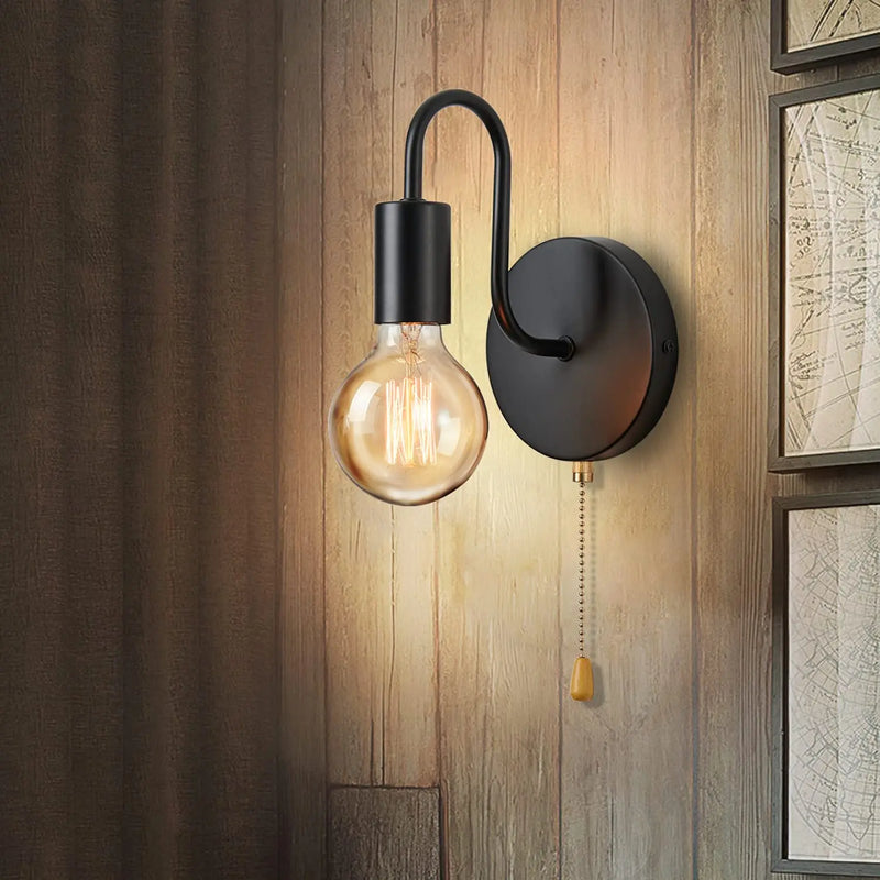 Applique murale industrielle nordique en fer noir E27