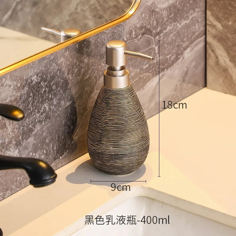 Creative Retro Style Ceramic Push-Type Soap Dispenser With Pump, Hand Soap Bottle, Suitable For Bathrooms Kitchens And Toilets - vue 9 sur 11