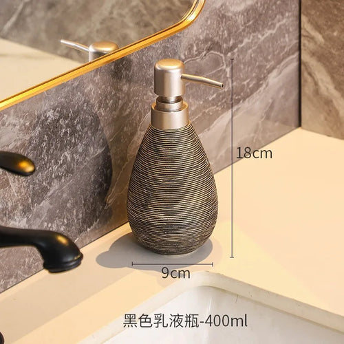 Creative Retro Style Ceramic Push-Type Soap Dispenser With Pump,  Hand Soap Bottle, Suitable For Bathrooms Kitchens And Toilets - vue 11 sur 11