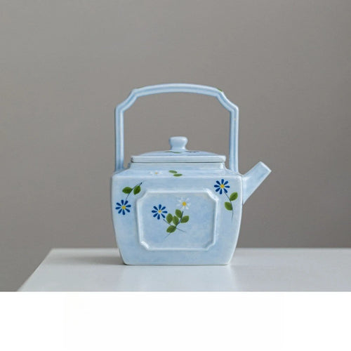 Théière marguerite peinte main porcelaine filtre kung fu