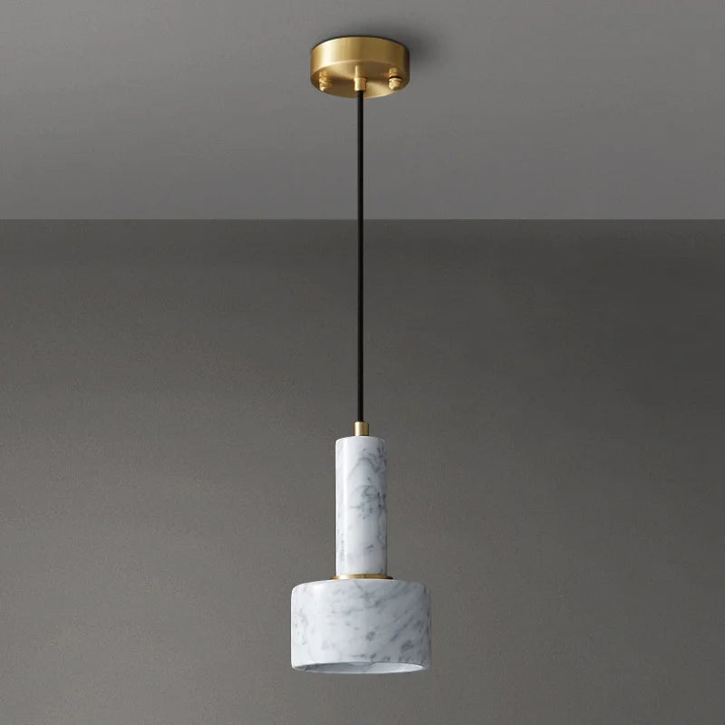 suspension LED en marbre style nordique rétro américain - vue 5 sur 8