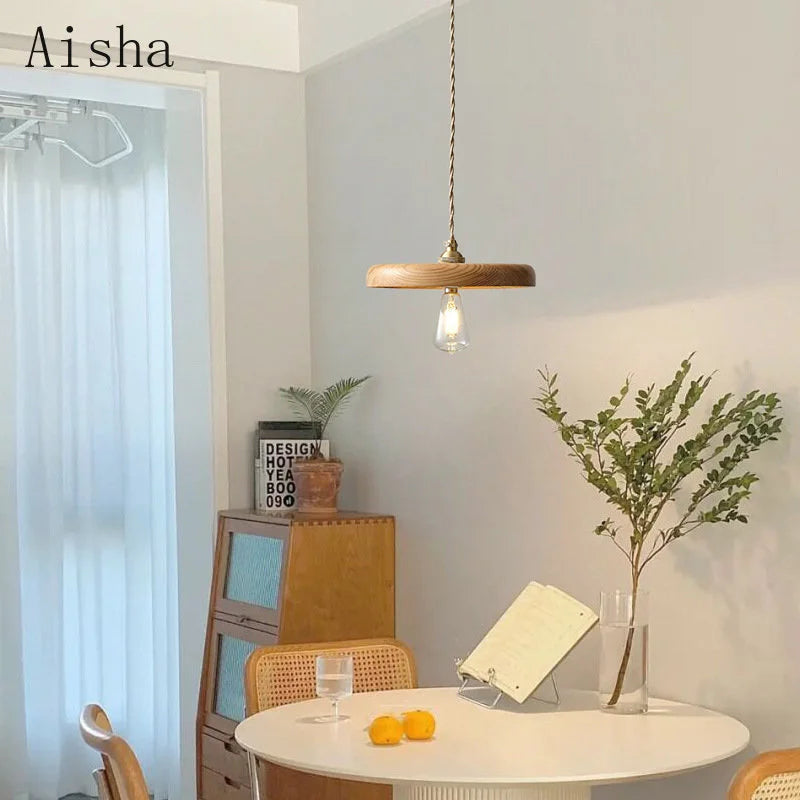 suspension vintage en bois massif pour un éclairage chaleureux intérieur - vue 6 sur 8