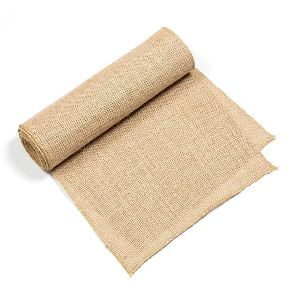 Chemin de table en jute decoration champetre mariage - vue 4 sur 7