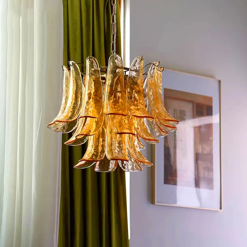 AiPaiTe lustre en verre LED scandinave pour salon salle à manger chambre lustre en verre ambre vintage américain - vue 5 sur 14