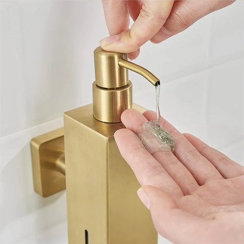 distributeur de savon manuel en acier inoxydable pour salle de bain - vue 7 sur 9