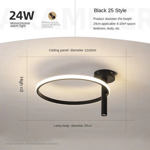 Modern minimalist LED ring ceiling light for home décor - vue 18 sur 24