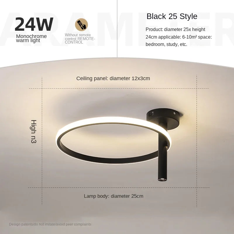 Modern minimalist LED ring ceiling light for home décor - vue 18 sur 24