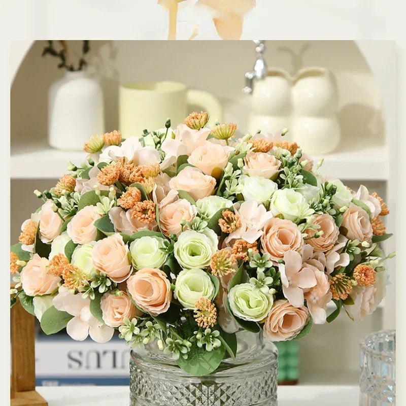 bouquet d'hortensias artificiels en soie pour décoration élégante - vue 6 sur 12