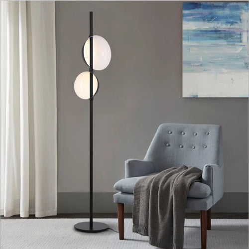 Vintage black and gold LED floor lamp with double shade for reading and bedroom - Superluna - vue 9 sur 8