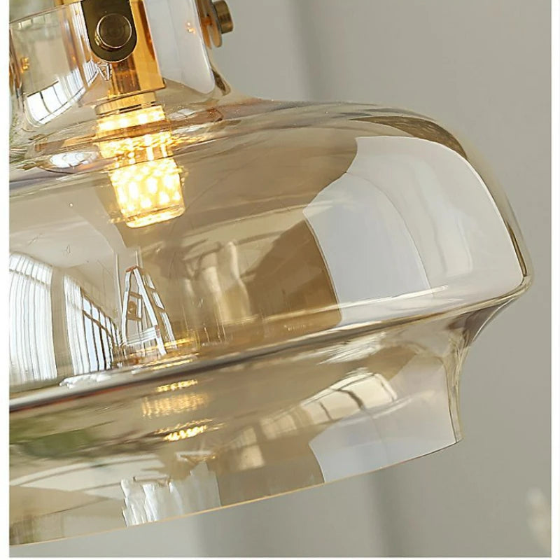 suspension en verre nordique leds décoration moderne - vue 7 sur 9