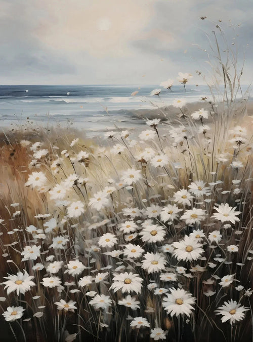 peinture vintage de campagne avec fleurs sauvages pour décoration intérieure