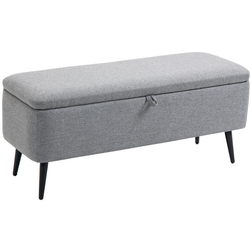 HOMCOM storage bench upholstered in linen with flip cover 101x38.5x44.5 cm