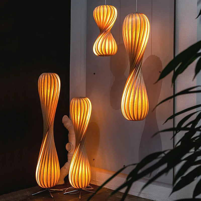 Wabi Sabi – lampadaire en bois Simple et rétro - vue 6 sur 8