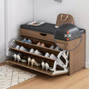 Home Shoe Cabinet with Bench, Anti-Dust Shoe Storage Bench, Multi-Layer Wooden Organizer with Cushion and Stable Structure