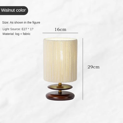 Solid Wood Design Creative Walnut Color Living Room, Study, Bedroom, Bedside, Japanese Style Atmosphere Decoration E27 Desk Lamp - vue 10 sur 10