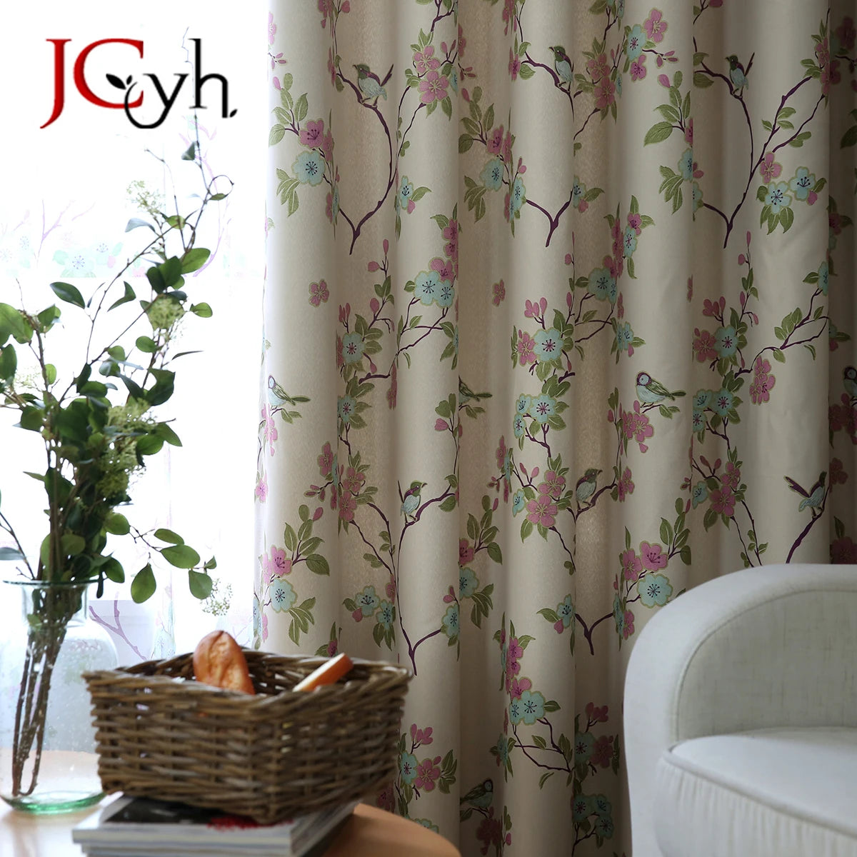 Rideau moderne floral occultant pour salon chambre fenêtre - vue 4 sur 9